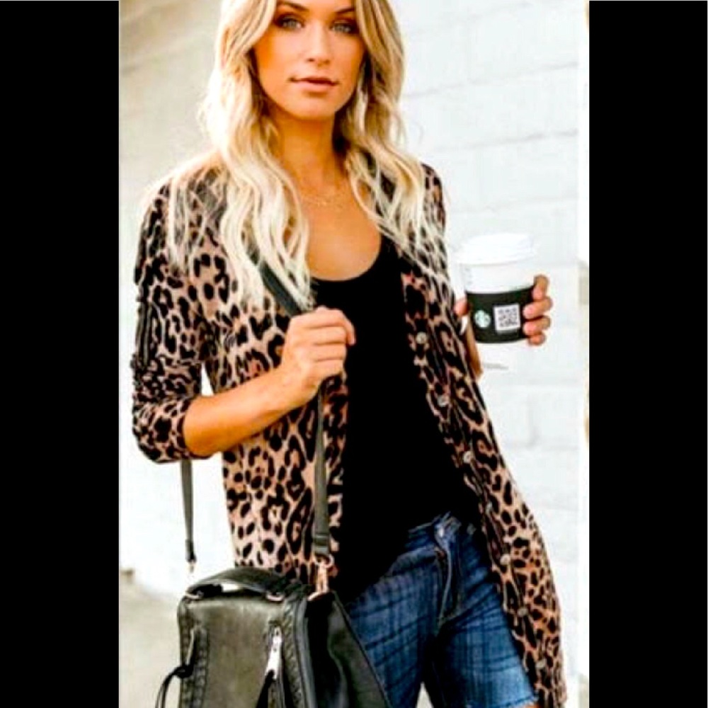 Casual Leopard Print Cardigan